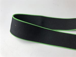 Luksus elastik - sort med neon grøn stribe, 30 mm